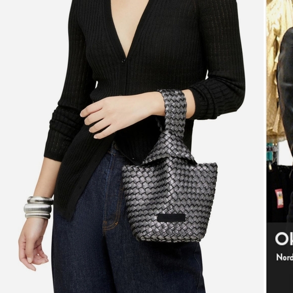 Naghedi Handbags - Naghedi Black Woven Clutch